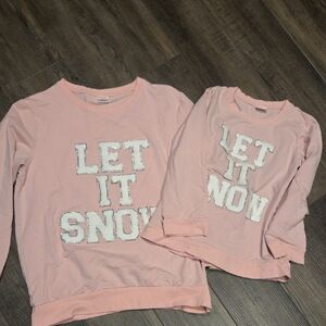 Pink 'Let It Snow' Mommy And Me Shirts
